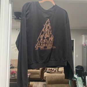 Def Leppard crop top sweatshirt black n leppard